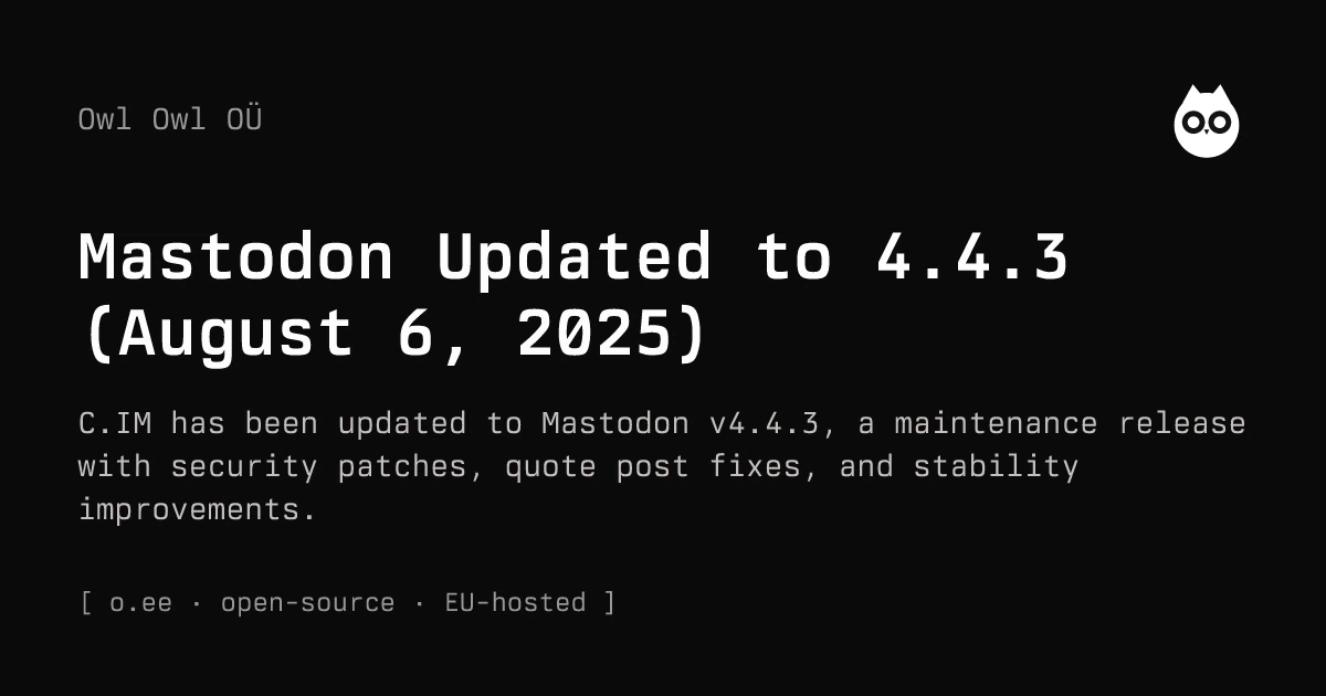 Mastodon Updated to 4.4.3 (August 6, 2025)