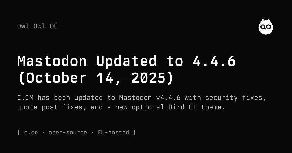 Mastodon Updated to 4.4.6 (October 14, 2025)